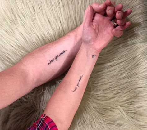 Love You More Tattoo, Handwritten Tattoo, Couple Tattoo Ideas, Letter Tattoos, Couple Tattoos Love, Couples Tattoo, Best Couple Tattoos, Love Yourself Tattoo, Small Couple Tattoos