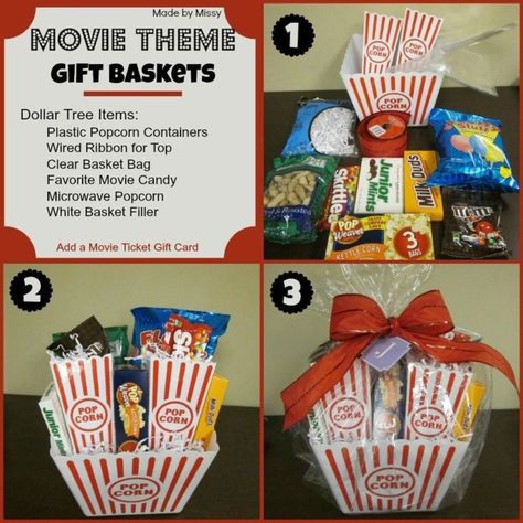 8 DIY Gifts For Your Significant Others Bracelets Homemade, Movie Basket, Movie Basket Gift, Auction Basket, Homemade Gift Baskets, Auction Baskets, Baskets Ideas, Raffle Basket, Presente Diy