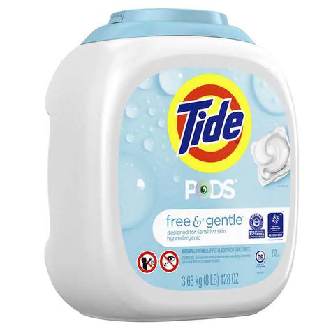 Tide Pods HE Laundry Detergent Pods, Free & Gentle, 152-count | Costco Biodegradable Laundry Detergent, Laundry Detergent Pods, Laundry Pods, Tide Pods, Laundry Liquid, Laundry Supplies, Gentle Cleanser, Clean Laundry, Household Essentials