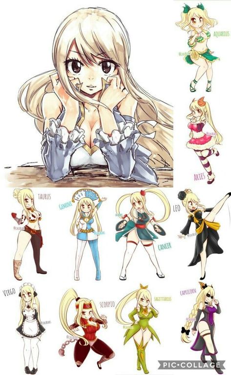 All Lucy's transformation clothes from Celestial Spirits  (i didnt maked this =_=) Lucy Star, Fairy Tail Meme, Fairy Tail Photos, Fairy Tail Funny, Fairy Tail Comics, Fairy Tail Family, Fairy Tail Images, Natsu Fairy Tail, Fairy Tail Natsu And Lucy