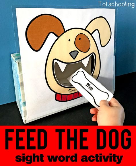 Word Recognition Activities Kindergarten, Feed The Dog Activity Free Printable, What Do Pets Eat Preschool Activities, Feed The Dog Free Printable, Dog Activities For Toddlers, Feed The Dog Activity, Dog Activities For Preschool, Sight Word Games For Kindergarten, Sight Words Kindergarten Printables