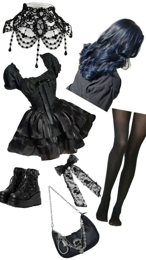 Asthetic goth Outfit Subtle Goth Outfit, Simple Goth Outfits, Girly Goth Outfits, Cute Gothic Outfits, Simple Goth Outfit, Goth Outfits Casual, Goth Closet, Romantic Goth Outfits, Goth Outfits Aesthetic