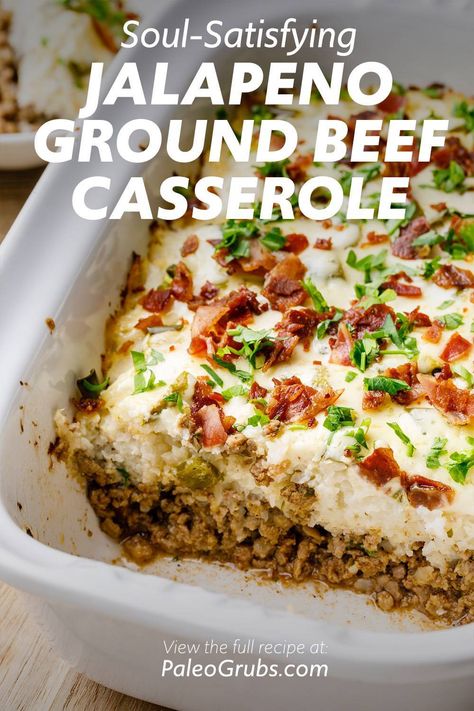 Paleo Stuffed Jalapeno Ground Beef Casserole Stuffed Jalapeno, Ground Beef Casserole Recipes, Paleo Dishes, Jalapeno Recipes, Ground Beef Casserole, Paleo Dinner, Beef Casserole, Beef Dinner, Ground Beef Recipes