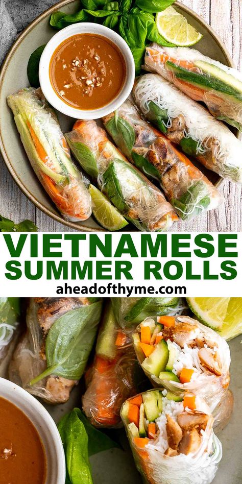 Healthy Spring Rolls, Vietnamese Summer Rolls, Salad Rolls, Spring Roll Recipe, Summer Rolls, Summer Snacks, Think Food, Deilig Mat, Asian Cooking