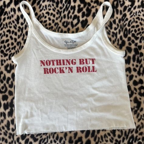 “NOTHING BUT ROCK N ROLL” J GALT WHITE TANK TOP - Depop Rock N Roll Aesthetic Outfit, Unhinged Tshirts, Rock N Roll Outfit, Fanfic Outfits, Stampede Outfit, Rock N Roll Shirt, T Shirt Dress Outfit, Rock N Roll Aesthetic, Inappropriate Shirts