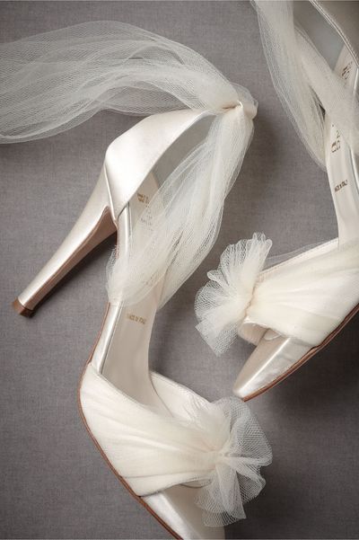 Are you the kind of bride who wants to keep the classic white shoe? If so, aren't these to die for? Love them! Ankle Wrap Heels, White Wedding Shoes, Wedding Dress Shoes, Wrap Heels, Wedding Heels, Tulle Wedding, Tulle Wedding Dress, Here Comes The Bride, Bride Bridal