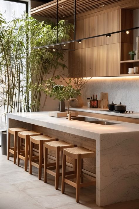 35  Japandi Kitchen Designs and Ideas to Copy - TastyInteriors Japandi Interior Design Kitchen, Japandi Kitchen Island, Japandi Kitchen Ideas, Japandi Style Kitchen, Modern Kitchen Design Trends, Japandi Kitchen Design, Zen Kitchen, Kitchen Oak, Japandi House