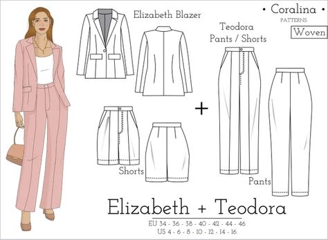 CoralinaPatterns - Etsy Pant Suit Sewing Pattern, Bison Board, Blazer Sewing Pattern, Hannah Ideas, Sewn Clothes, Crafting Activities, Suit Sewing Patterns, Clothes Making, How To Make Skirt