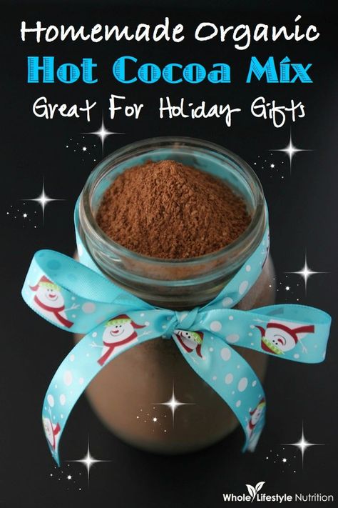 Homemade Organic Hot Cocoa Mix Recipe {A Perfect Gift For The Holidays}! - Whole Lifestyle Nutrition Organic Hot Chocolate, Cocoa Mix Recipe, Hot Cocoa Mix Recipe, Hot Chocolate Mix Recipe, Homemade Hot Chocolate Mix, Homemade Hot Cocoa, Benefits Of Organic Food, Hot Cocoa Mix, Hot Cocoa Recipe