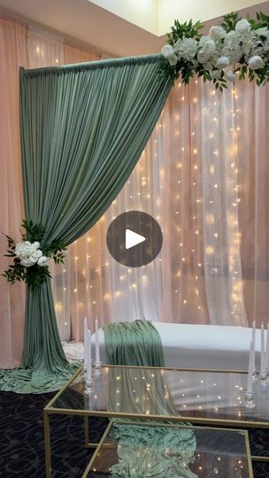 674 reactions · 66 shares | Everyone’s been loving this setup style for their Nikkah and Engagement events, and I couldn’t agree more!!! 💚🤍💛

#decorbyzay #decor #nikkahdecor #engagementdecor #nydecor #lidecor #decorny #decorli #green #stage #patoug #gorgeous #floral #drapes | DECORIST & RENTALS | Event Designer | Giulio Cercato · Arabic Sunset Mehndi Setup Decor, African Traditional Wedding Decoration, Mehndi Stage Decor, Mehndi Decoration Ideas, Floral Drapes, Engagement Stage Decoration, Nikah Decor, Haldi Decor, Engagement Events