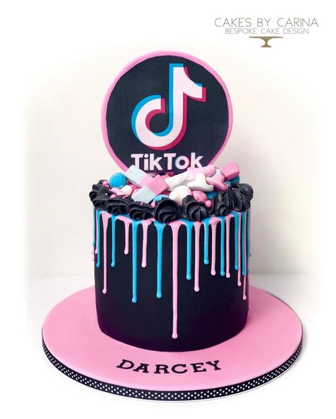 Cakes By Carina on Instagram: “A surprise Tik Tok cake for our little social media fiend,, Darcey,our niece who turned 11 yesterday . Happy birthday hope you had a great…” Tik Tok Cake, Tiktok Cake, Birthday Cake Write Name, Torte Creative, 14th Birthday Cakes, Birthday Cake Writing, Teen Cakes, 13 Birthday Cake, Birthday Cakes For Teens