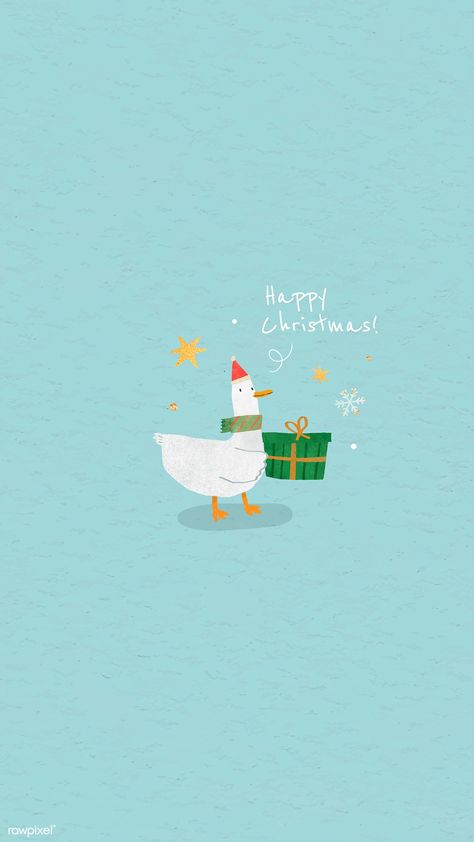 Duck with green Christmas gift box mobile phone wallpaper vector | premium image by rawpixel.com / Toon Winnie The Pooh Drawing, Duck Christmas, Duck Illustration, Duck Wallpaper, Christmas Duck, Mobile Phone Wallpaper, Doodle Frame, Birthday Illustration, Christmas Phone Wallpaper