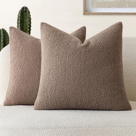 PRICES MAY VARY. Faux Fur Shearling Fabric PACKAGE: 2 pieces 18 x 18 Inch / 45x45 cm cushion covers (1-2cm deviation). No Pillow Insert. COZY MATERIAL: This pillow cover is made of durable curly faux fur fabric. Soft, fluffy and so cozy, the faux fur pillow cover provide an extra cozy and casual feel to your living room. INVISIBLE ZIPPER: The zipper is strong and durable, if there is any problem with the zipper or pillowcase, you can contact us at any time to solve it! WIDE APPLICATION: With its Cozy Texture, Cozy Couch, Couch Cushion, Decorative Lumbar Pillows, Faux Fur Pillow, Fur Pillow, Cozy Pillow, Couch Set, Garden Pillows