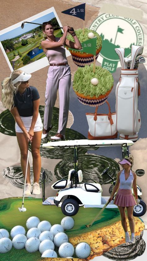 Country Club Aesthetic Golf, Golf Vision Board, Golf Aesthetics Wallpaper, Golf Wallpaper Aesthetic, Women’s Golf Aesthetic, Old Money Golf Aesthetic, Golf Mood Board, Golf Club Aesthetic, Golf Gift Basket Ideas