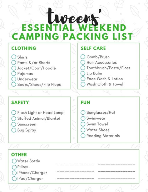 Give tweens some ownership over packing for a camping trip with this printable. It's designed for a girl but can be modified for boys easily. Please credit me if you use this. Thanks for Pinning! :) Summer Camp Packing List, Summer Camp Packing, Sarcastic Comebacks, Camp Packing, Pack List, Short Hair Accessories, Camping Packing List, Packing Checklist, Swim Towel