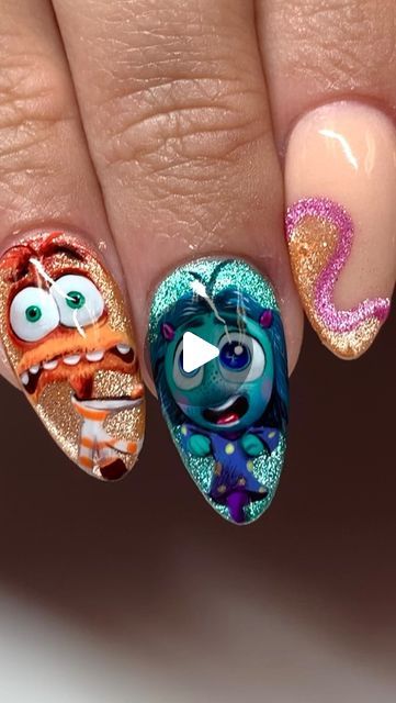 Inside Out Nails, Inside Out 2, Disney Nails, Fun Times, June 21, 4 Hours, Nail Trends, Nail Inspo, Gel Nails