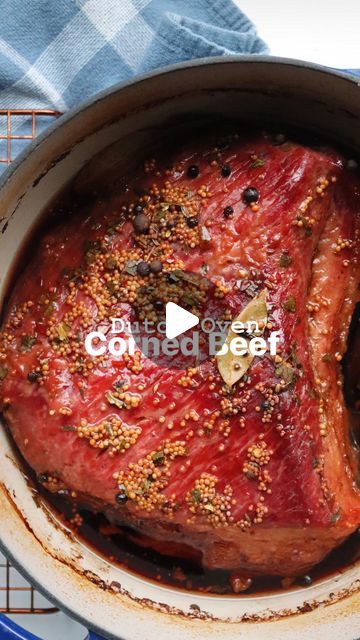 Abby Thome on Instagram: "This is the corned beef recipe I have made for nearly a decade + it never fails to be a crowd favorite!
The dutch oven makes all the difference! It intensifies all of the flavors + yields a tender juicy corned beef 😋

☘️ Dutch Oven Corned Beef ☘️
4 - 5 1/2 pound corned beef 
Half an onion, quartered
1 cup brown sugar 
Guinness Beer 
3-4 Bay Leafs 
Corned Beef Seasoning Packet 

This is super simple, so do not stress exact measurements! 

Preheat the oven to 325°
☘️ Add the corned beef into the dutch oven 
☘️Tuck in the onion off to the side 
☘️Top with brown sugar, seasoning packet + bay leaf’s 
☘️Pour guinness around the corned beef until it’s 3/4 covered 
☘️BAKE with the lid on at 325° for 1 hour per pound 

Let cool, slice it up or shred it (we love it shredde Corned Beef Dutch Oven, Oven Roasted Corned Beef, Dutch Oven Corned Beef, Corned Beef Seasoning, Oven Corned Beef, Tender Corned Beef, Roasted Corned Beef, Beef Seasoning, Baked Corned Beef