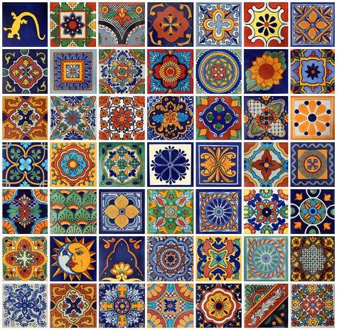 PRICES MAY VARY. 100 Mexican Tile mix 50 colonial patterns similar as the image ceramic tile size: 4x4 each Tiles Handmade, Mexican Talavera Tile, Mexican Tiles, Painting Ceramic Tiles, Mexican Ceramics, Mexican Tile, Talavera Tiles, Mexican Talavera, Decorative Tiles