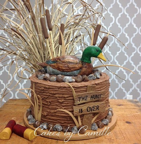 THE PERFECT WEDDING CAKE!!!! Duck Hunting Groom's Cake Duck Hunting Cakes, Grooms Cake Hunting, Chocolate Grooms Cake, Groomsman Cake, Hunting Cake, Duck Cake, Groom Wedding Cakes, Fish Cake, Cakes For Men