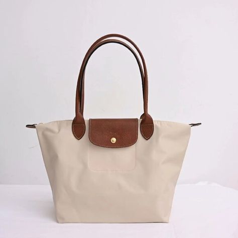 Brand new white medium Longchamp women's canvas bag Long Champ Bag, Classic Paper, Longchamp Tote, Longchamp Bag, Longchamp Bags, Bright Gold, Small Tote, Gold Logo, Cream And Gold