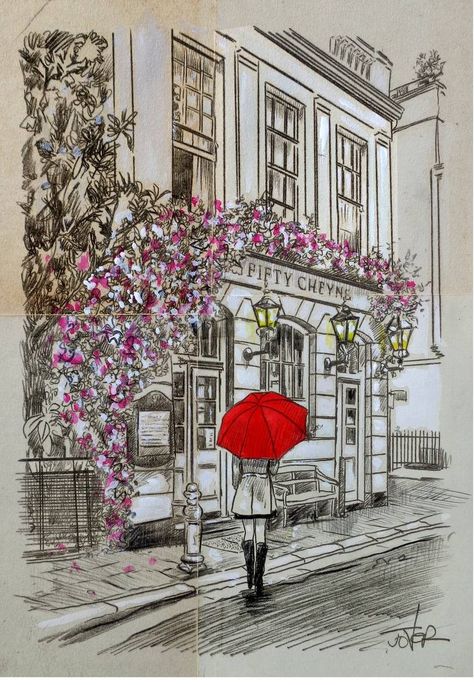 Paris Sketch Pencil, Exam Pad, Places Drawing, Loui Jover Art, Art Homework, Loui Jover, Painting References, Learn Watercolor, Paris Vintage