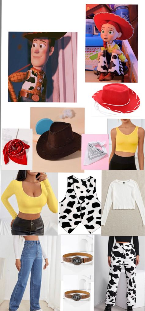 Woody And Jessie Disneybound, Jesse Outfit Toy Story, Toy Story Outfit Ideas Women, Disney Dressup Ideas, Woody And Jessie Costumes Best Friends, Woody Outfit Women, Woody Toy Story Costume Women, Woody And Jessie Costumes Diy, Jesse Toy Story Costume Diy