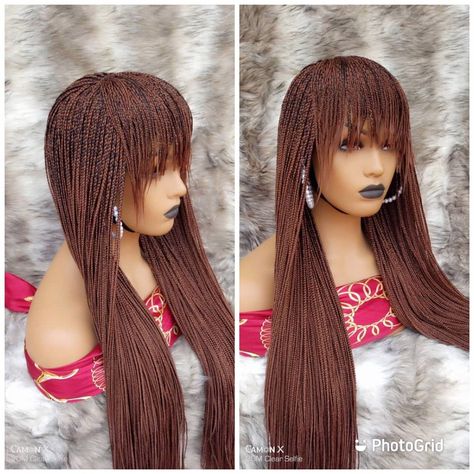 Braided hairstyles - Braids - Braids hairstyles - Braid hairstyles Hairstyles For Bday, French Braids Hairstyle, Micro Fringe, Braided Bangs Hairstyles, Burgundy Box Braids, Bday Hair, Women Cornrows, Agbada Design, African Natural Hairstyles