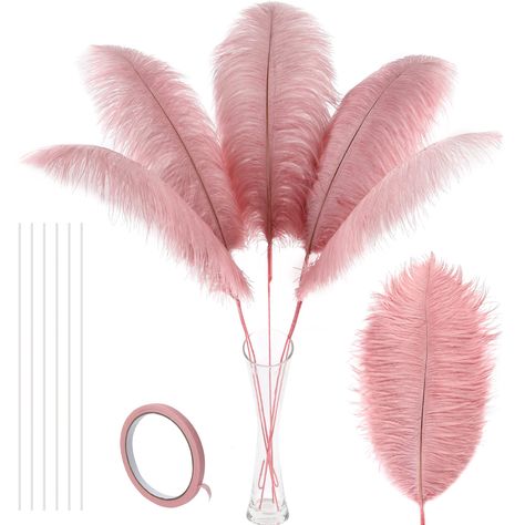 PRICES MAY VARY. 👉【Extra Large Ostrich Feathers Kit】: 10pcs 18-20 inches large ostrich feathers,10pcs 16 inches long iron wire,and a 10m same color tape all in a envelope,Unique design for a more luxurious experience 👉【Flexible Design】: The extensibility of iron wire endows feathers with the characteristic of free bending, and you can use them for various complex designs decor,fully unleash your extraordinary imagination 👉【Freely Extendable Length】:The attachment of the iron wire increases th Feather Signs, Floral Arrangement Wedding, Wedding Party Centerpieces, Pink Centerpieces, Red Vines, Large Feathers, Feather Decor, Feather Crafts, Tall Vase