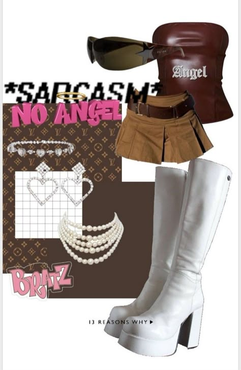 Bratz Core Aesthetic Outfits, Y2k Bratz Aesthetic Outfits, Bratz Inspired Outfits Aesthetic, Y2k Bratz Inspired Outfits, Bratz Outfit Aesthetic, 2000s Stage Outfits, 2000s Outfits Grunge, Bratz Outfits Aesthetic, Bratz Look Outfit