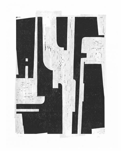 Black And White Printmaking, Abstract Lino Print, Abstract Linocut, Cubism Abstract, Abstract Cubism, City Abstract, Abstract Monochrome, Woodcut Art, Monochromatic Art