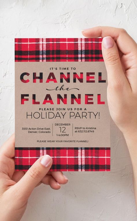 Flannel Christmas Party, Plaid Christmas Party, Flannel Party, Christmas Party Invitations Printable, Flannel Christmas, Snow Party, Progressive Dinner, Adult Christmas Party, Plaid Party