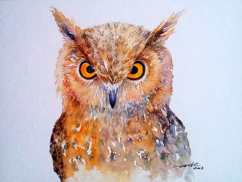 Arti's art -- Life as I see it: The Wise One- Owl Painting Barn Owl Art, Watercolor Barns, Owl Art Print, Owl Watercolor, Bird Watercolor Paintings, Watercolor Art Paintings, Owls Drawing, Owl Painting, Bird Art Print