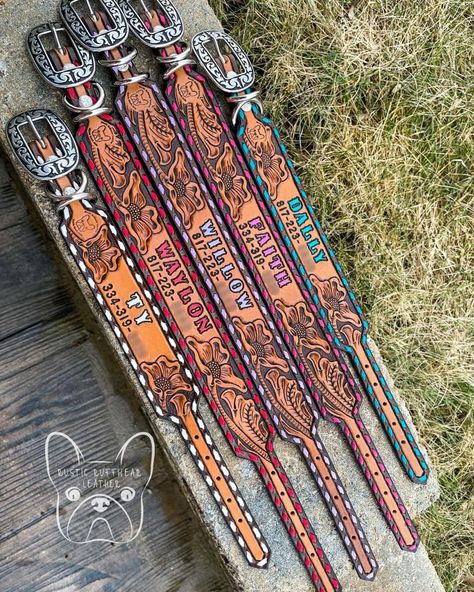 Pics Outside, Western Dog Collars, Collar Ideas, Rambo 3, Dog Collar Pattern, Custom Leather Work, Cowgirl Accessories, Diy Leather Projects, Leather Tooling Patterns