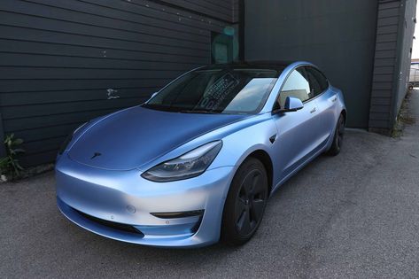 Wrapped Tesla Model 3, Tesla Wraps Model Y, Tesla Colors, Tesla Car Wrap, Wrapped Tesla, Tesla Custom, Blue Tesla, Tesla Wrap, Vinyl Wrap Colors