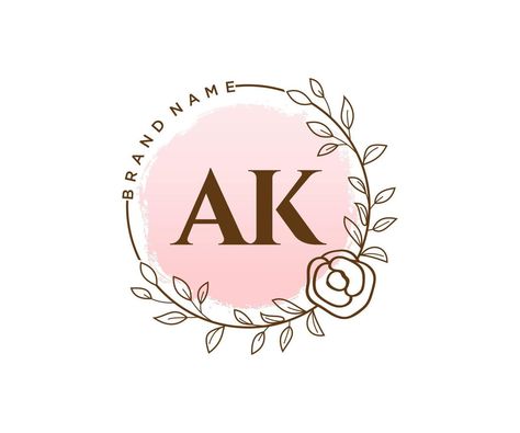 Initial AK feminine logo. Usable for Nature, Salon, Spa, Cosmetic and Beauty Logos. Flat Vector Logo Design Template Element. Logo Cosmetics Design, Logo Beauty Cosmetics, Ak Logo Design, Ak Logo, Beauty Logos, Spa Logo Design, Beauty Salon Logo, Beauty Logo Design, Cosmetic Design