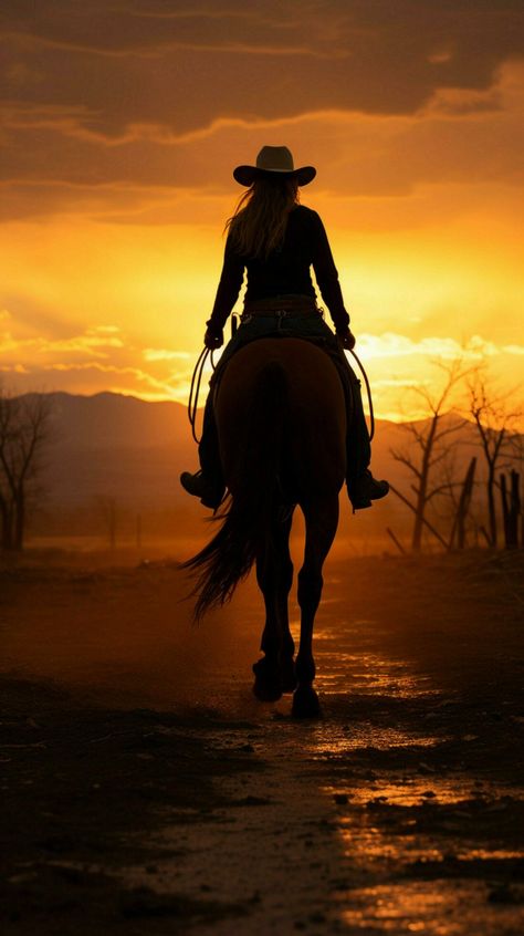 A horseback riding cowgirls silhouette against the twilight sky Vertical Mobile Wallpaper AI Generated Horse Riding Aesthetic, Twilight Sky, Cowgirl And Horse, Horse Wallpaper, Cowgirl Aesthetic, Horse Aesthetic, Western Riding, Western Horse, Cow Boy