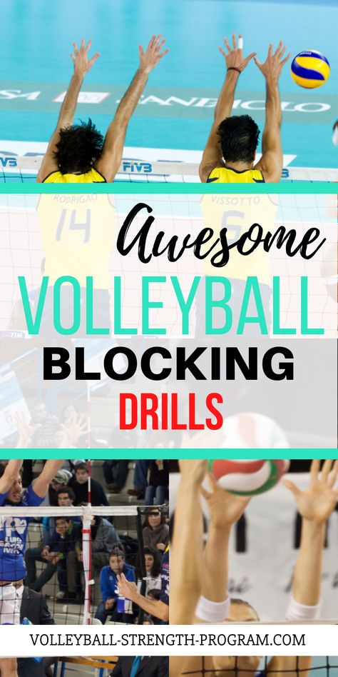 Awesome Blocking Drills Volleyball Blocking, Volleyball Defense, Volleyball Hitter, Volleyball Passing Drills, Volleyball Practice Plans, Volleyball Warm Ups, Volleyball Serve, Youth Volleyball, Volleyball Camp