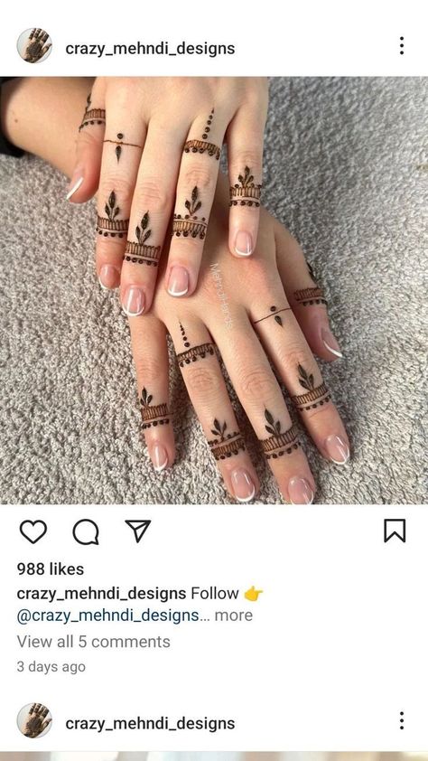 Simple Henna Designs Hand, Henna Styles, Finger Mehendi Designs, Henna Tattoo Design, Back Hand Mehndi Design, Short Mehndi Design, Tato Jari, Simple Mehendi Designs, Henna Designs Wrist