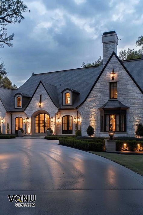 40 Beautiful Property Exteriors – VQNU House Exterior Aesthetic Modern, Luxury Modern Farmhouse Exterior, French Country Style House Exterior, European Style Homes Exterior Modern, Modern Farmhouse Dream Home, Belgian Country House, English Style House Exterior, Infinity Custom Homes, Stone And Siding House Exterior Ranch