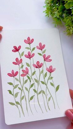 Flowers To Paint Easy, Simple Flower Painting Easy, Dupatta Painting, تزيين دفاتر, Wildflower Drawing, Easy Flower Painting, Simple Drawings, Handmade Paintings, Kids Painting