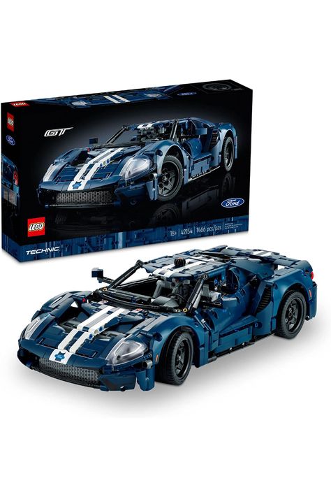 Enjoy a rewarding building experience shaping every detail of the 2022 Ford GT with this 1:12 scale LEGO Technic car model kit for adults. The model car includes authentic features, such as a V6 engine with moving pistons, independent suspension on all wheels and front-axle steering. Set #42154 Lego Ford Gt, Lego Builder, V6 Engine, Gt Cars, Opening Doors, Buy Lego, Lego Cars, Toy Blocks, Lego Technic