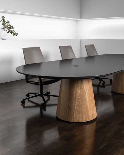 Foundation Tapered Drum is a distinct design piece that defines an interior design project. Explore Enwork.com for more conference room ideas featuring a variety of modern furniture. #conferencetable #officetable #officeideas #officeinspo #interiordesign Board Room Furniture, Conference Table Design Meeting Rooms, Conference Table Design Modern, Conference Table Ideas, Modern Conference Room Design, Meeting Room Table Design, Conference Room Table Design, Conference Room Ideas, Conference Room Interior Design