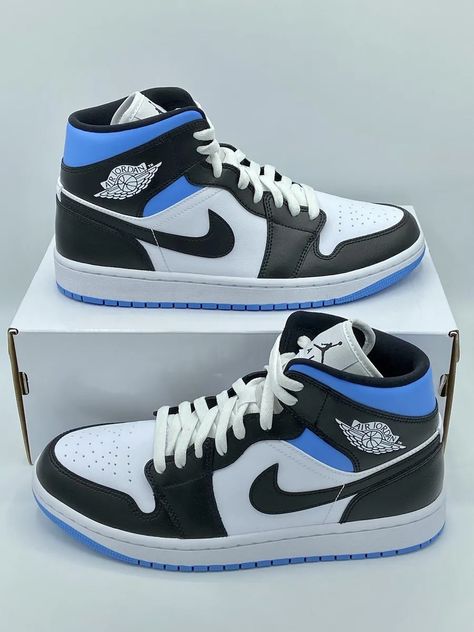 Air Jordan 1 Mid University Blue Black Size 10.5 Women 9 Men BQ6472-102 NEW | eBay Air Jordan 1 Mid Womens, Nike Shoes Jordans Women's, Dark Blue Jordans, Dream Shoes Jordans, Blue And Black Jordans, Pic Of Shoes, Air Jordans Men, Black And Blue Shoes, Jordans For Women