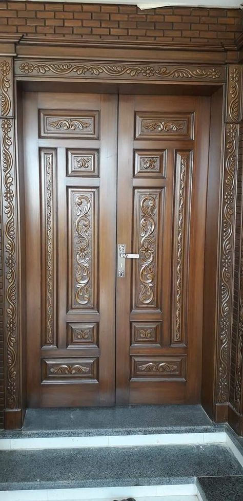 Wooden Double Front Doors Entrance Solid Wood, Double Door Design Wood Jali, Double Door Design Wood Double Door Design Wood Indian, Main Double Door Design Wood, Front Double Door Design Wood Modern, Wooden Main Double Door Design, Main Entrance Wooden Doors, Wooden Door Ideas, Wooden Double Front Doors