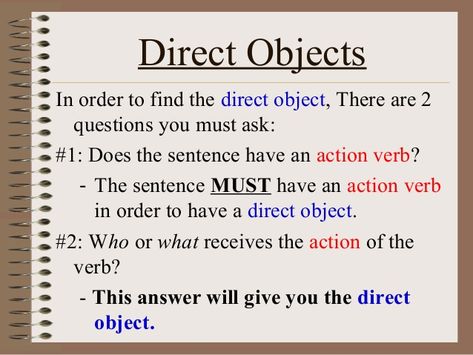 Direct and-indirect-objects-power point Direct Object And Indirect Object, Direct And Indirect Objects, Parts Of Speech Poem, Indirect Object, Direct Object, Direct And Indirect Speech, Spanish Notes, Indirect Speech, English Tenses