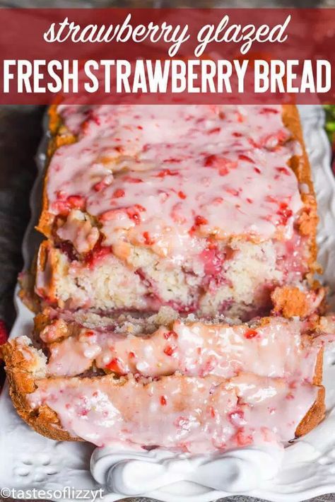 Strawberry Bread Recipe, Garden Strawberries, Strawberry Bread Recipes, Cherry Bread, Fresh Strawberry Recipes, Paleo Snack, Strawberry Bread, Strawberry Glaze, Quick Bread Recipes