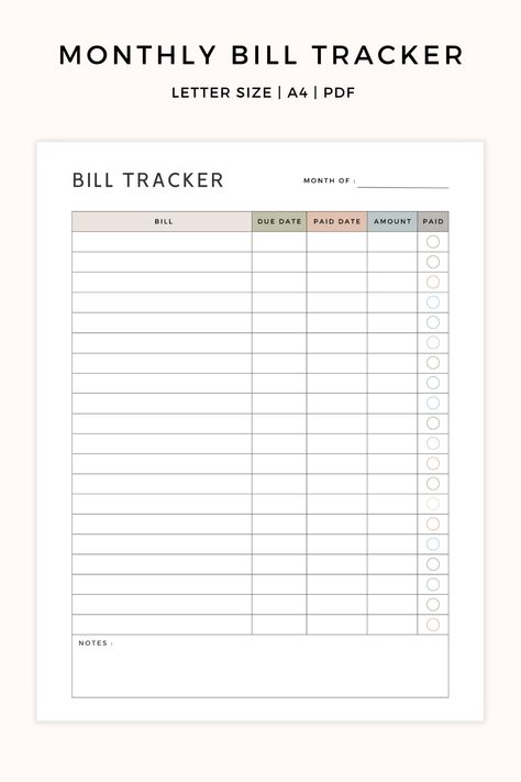 Having a monthly bill tracker helps you manage your finances better, stay on top of your bills, and allow you to keep track of all your monthly bills and expenses in one place. Help yourself stay organized, avoid missed payments, and reduce the stress of managing your finances with our Bill Payment Checklist. Monthly Bills Tracker, Monthly Payment Tracker, Bills List, Monthly Bills Template, Bill Organization Printables, Bill Checklist, Bill Tracker Template, Bill Payment Checklist, Bill Payment Tracker