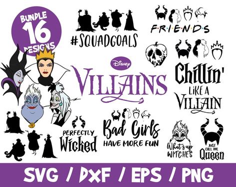 Disney Villains Svg, Ursula Svg, Chillin Like A Villain, Witch Queen, Teacher Worksheets, Silhouette Png, Evil Queen, Silhouette Studio Designer Edition, Halloween Svg