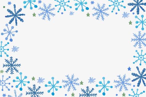 Snowflake Border, Snowflakes Drawing, Winter Png, Border Frame, Blue Snowflakes, Christmas Scrapbook, Frame Clipart, Outline Drawings, Border Print