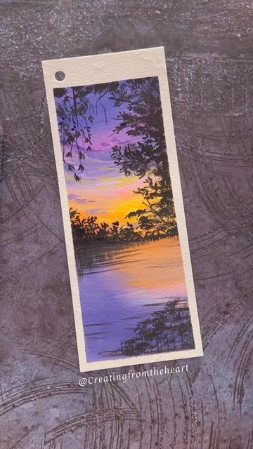 Painting Bookmarks Acrylic, Scenery Bookmarks, Painted Bookmarks Acrylic, Artistic Bookmarks, Landscape Bookmarks, Bookmark Painting Ideas, Gouache Bookmark, Bookmarks Painting, Paint With Gouache